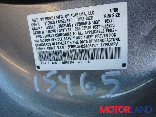 Honda Odyssey 2004-, разборочный номер 15465 #6